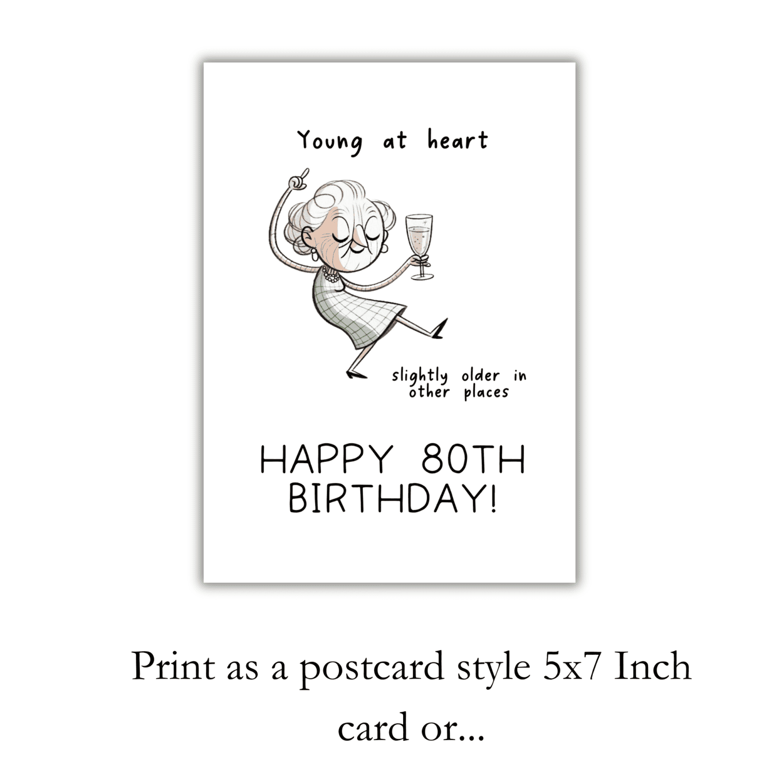 Young At Heart Printable 80th Birthday Card - Image 2