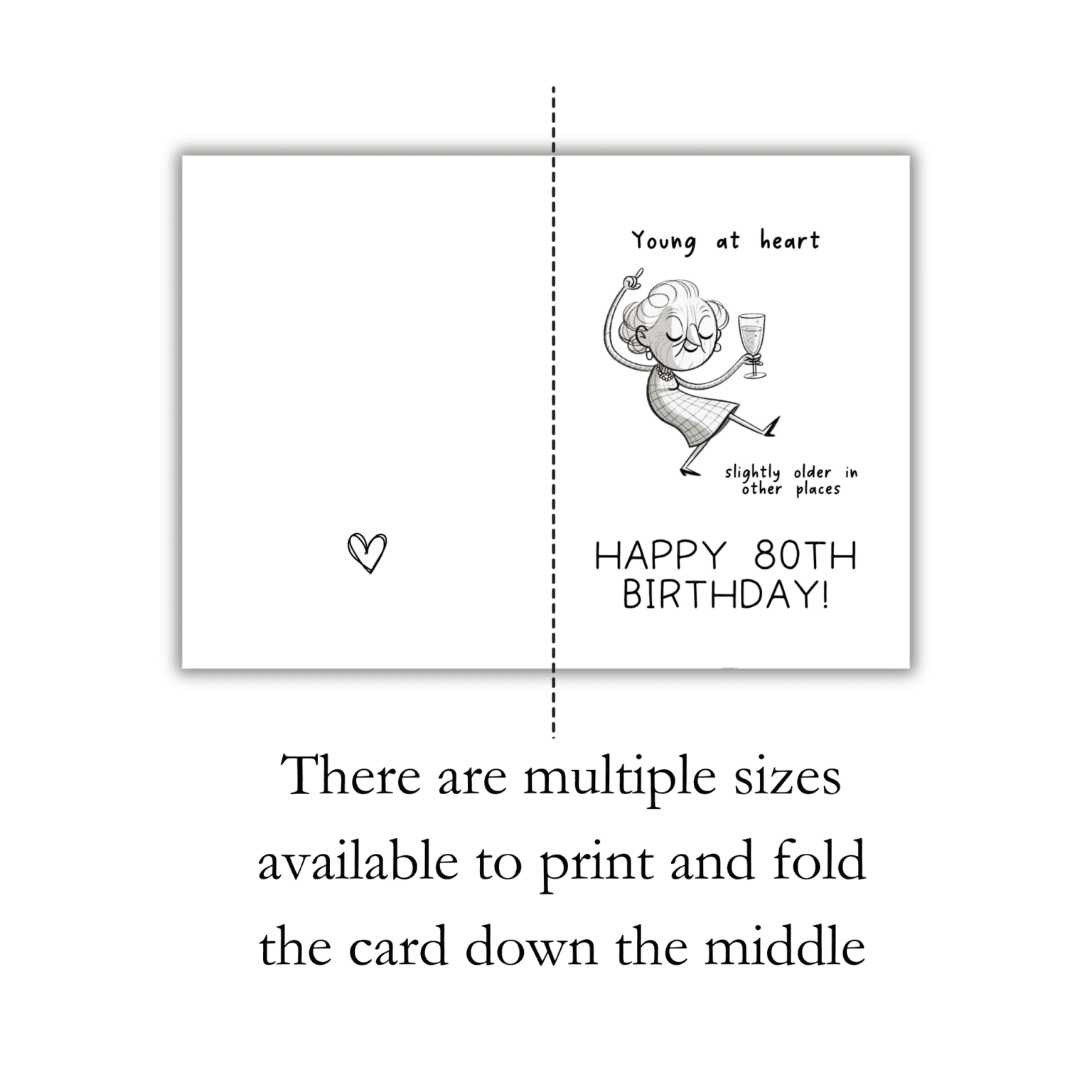 Young At Heart Printable 80th Birthday Card - Image 3