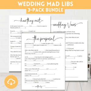 Printable Wedding Mad Libs 3-Pack Bundle